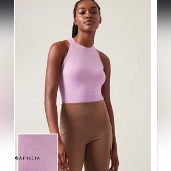 NWT Athleta Large Light Purple Heather Racerback Tank Top - Picture 2 of 8